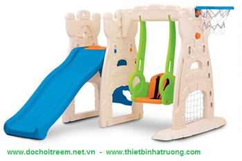 Bộ cầu trượt xích đu lâu đài